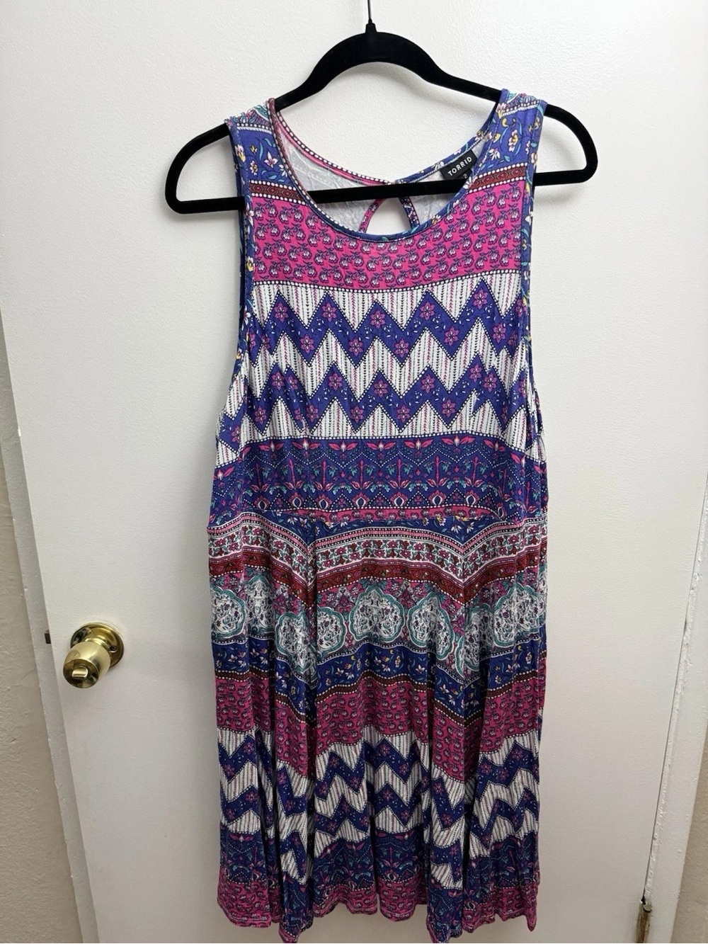 torrid Multicolor Boho Sleeveless Midi Dress - Blue & Pink